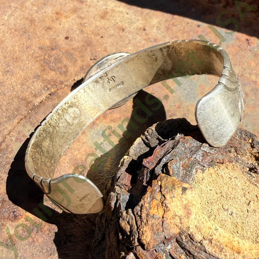 Vintage Navajo Stamped Sterling Silver Turquoise Cuff Bracelet Jimmy Yazzie bracelet