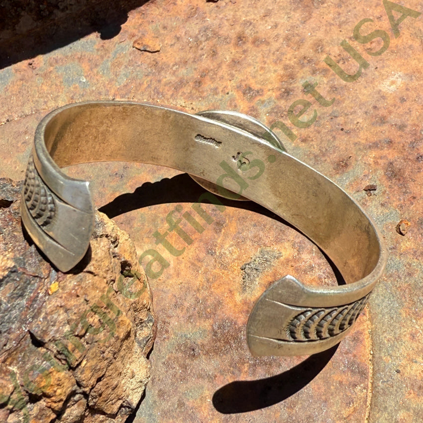 Vintage Navajo Stamped Sterling Silver Turquoise Cuff Bracelet Jimmy Yazzie bracelet