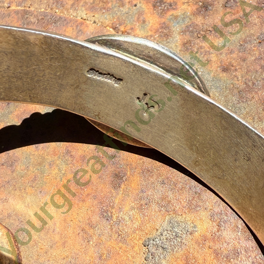 Vintage Navajo Stamped Sterling Silver Turquoise Cuff Bracelet Jimmy Yazzie bracelet