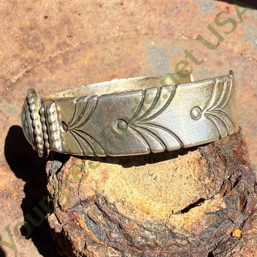 Vintage Navajo Stamped Sterling Silver Turquoise Cuff Bracelet Jimmy Yazzie bracelet