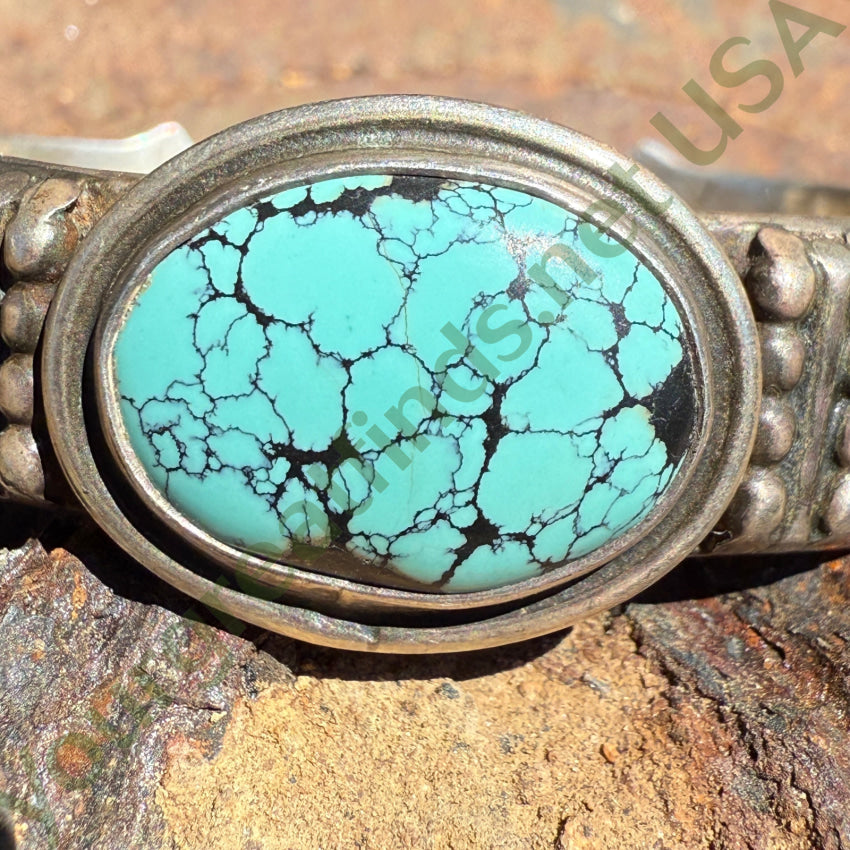 Vintage Navajo Stamped Sterling Silver Turquoise Cuff Bracelet Jimmy Yazzie bracelet
