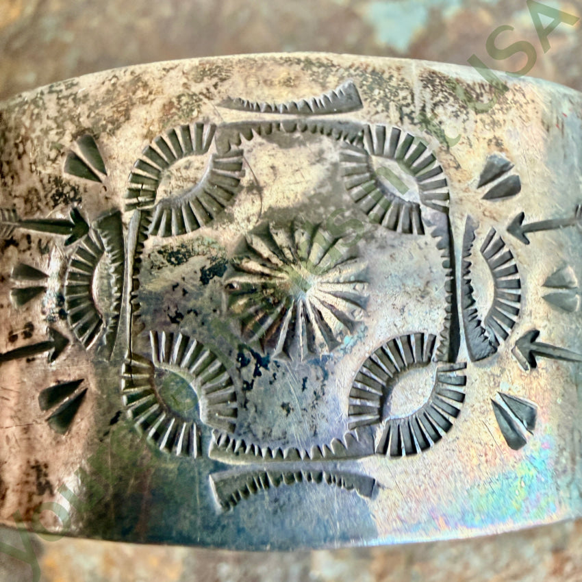 Vintage Navajo Stamped Sterling Silver Wide Cuff Bracelet bracelet