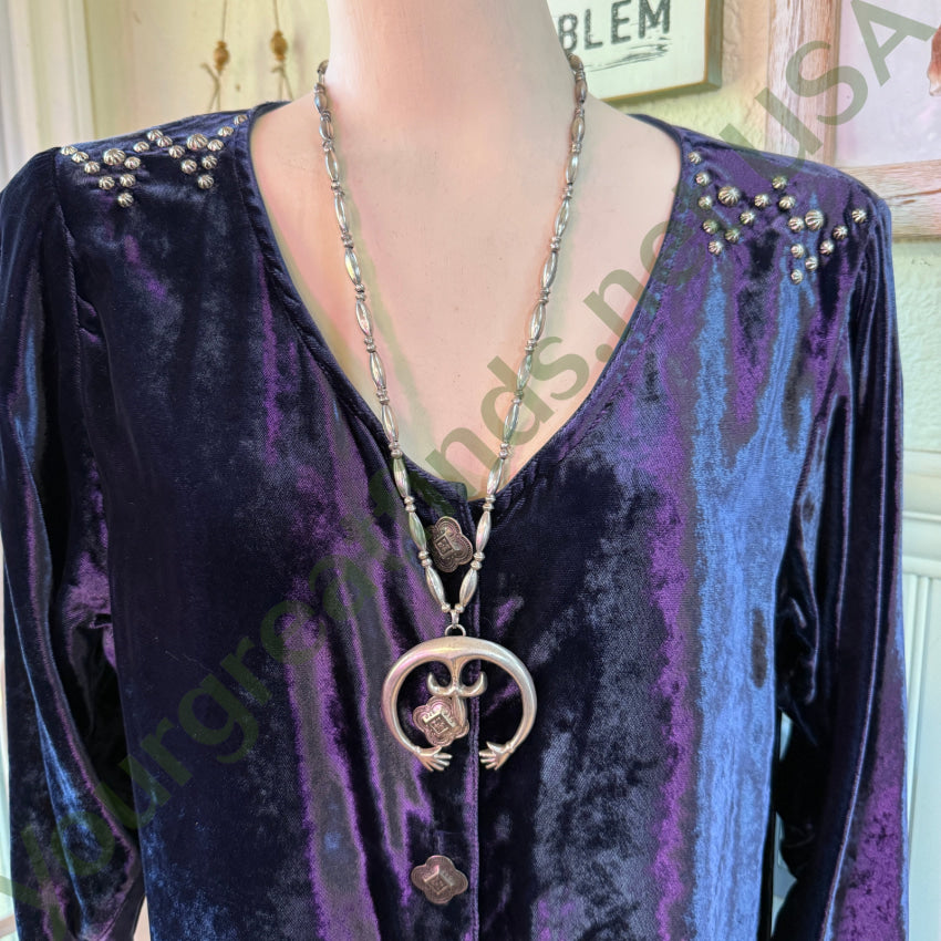 Vintage Navajo Sterling Bench Bead Naja Necklace Necklace