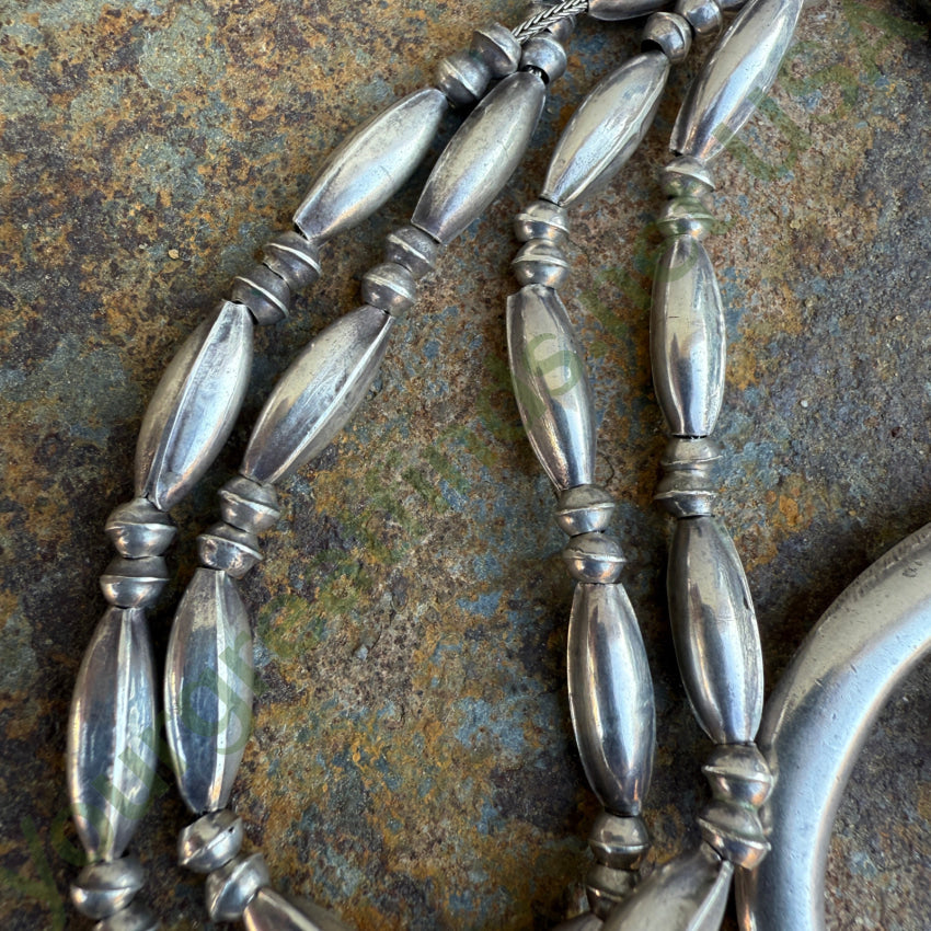 Vintage Navajo Sterling Bench Bead Naja Necklace Necklace