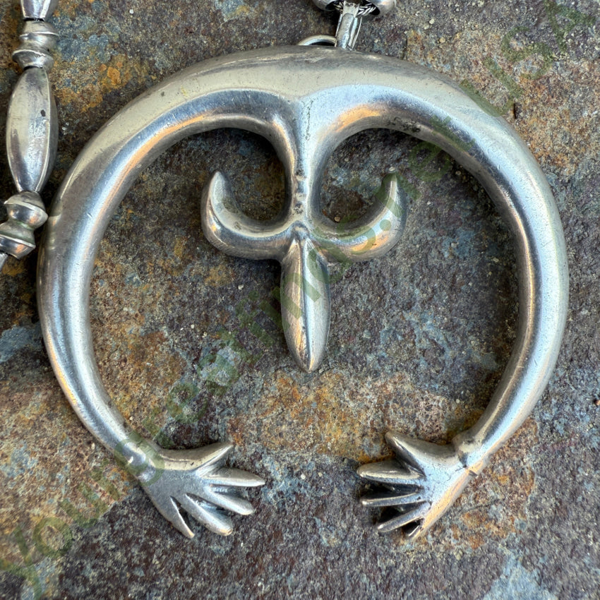 Vintage Navajo Sterling Bench Bead Naja Necklace Necklace