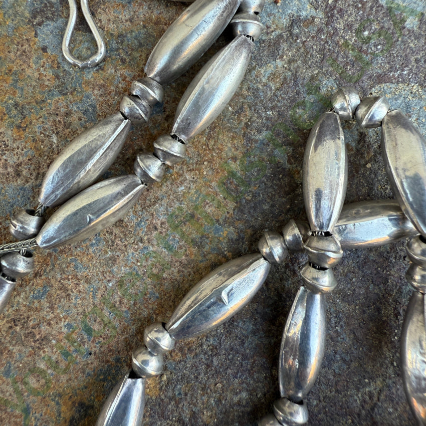 Vintage Navajo Sterling Bench Bead Naja Necklace Necklace