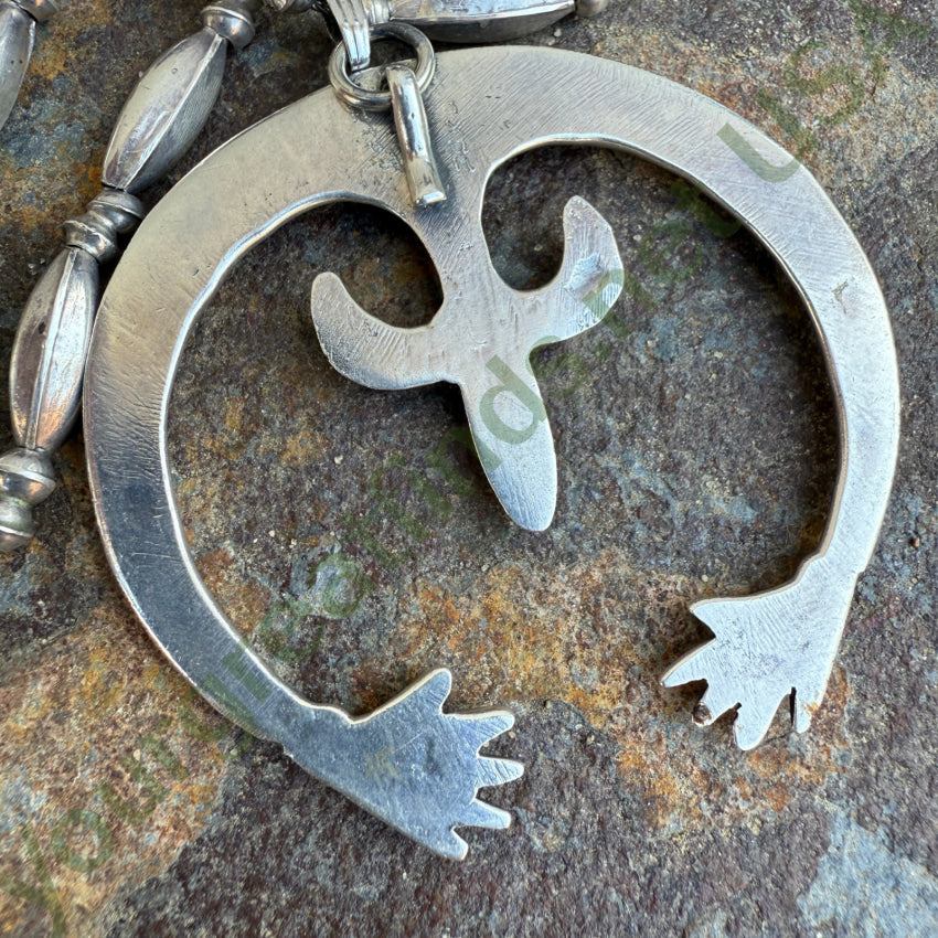 Vintage Navajo Sterling Bench Bead Naja Necklace Necklace