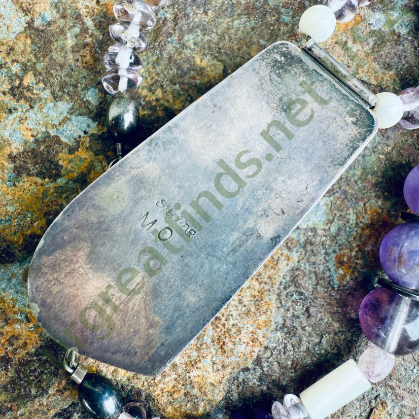 Vintage Navajo Sterling Silver & Amethyst Beaded Necklace necklace