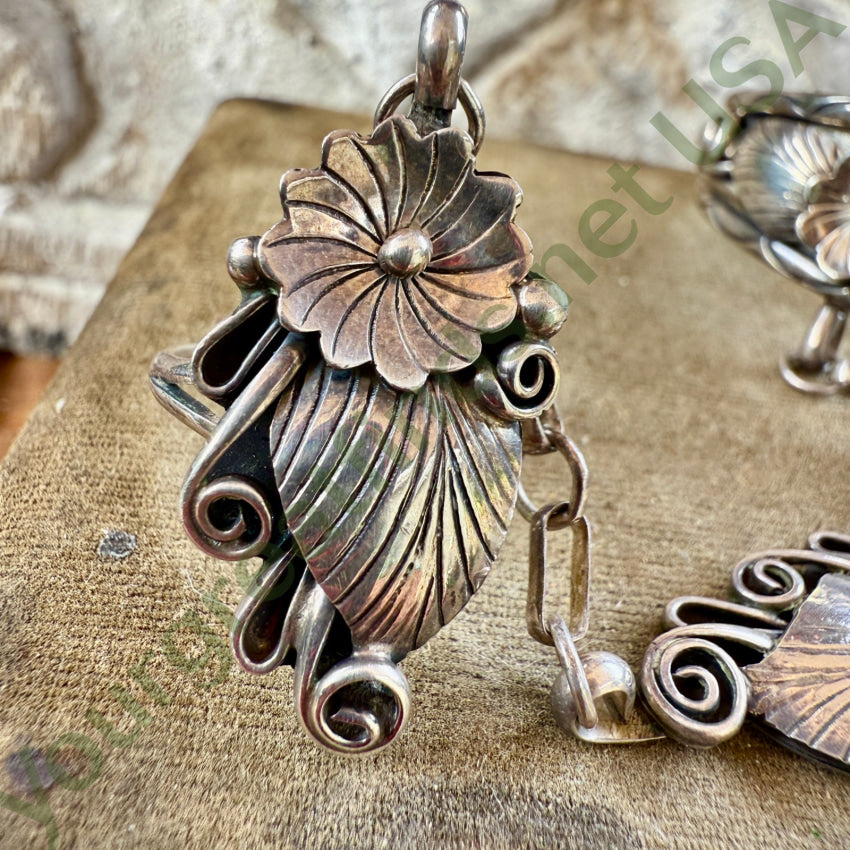 Vintage Navajo Sterling Silver Applique SLave Bracelet bracelet ring set