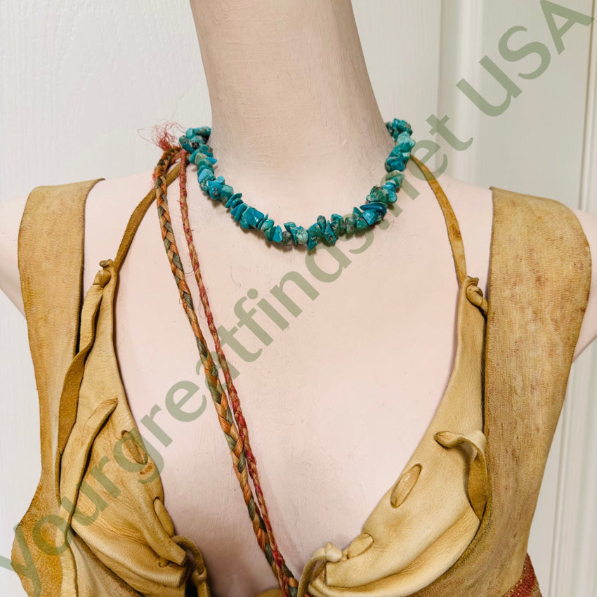 Vintage Navajo Sterling Silver Bead & Turquoise Nugget Choker