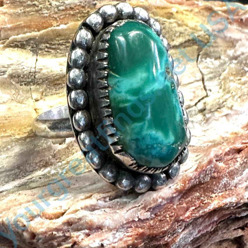 Vintage Navajo Sterling Silver Bi - Colored Turquoise Ring Size 8 1/4