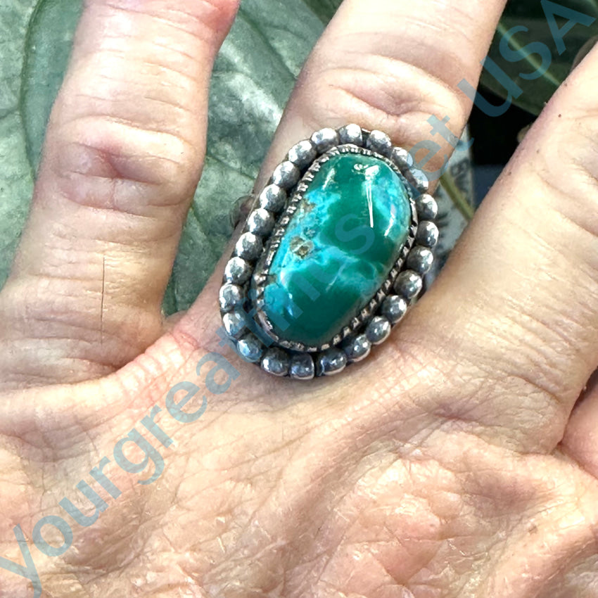 Vintage Navajo Sterling Silver Bi - Colored Turquoise Ring Size 8 1/4