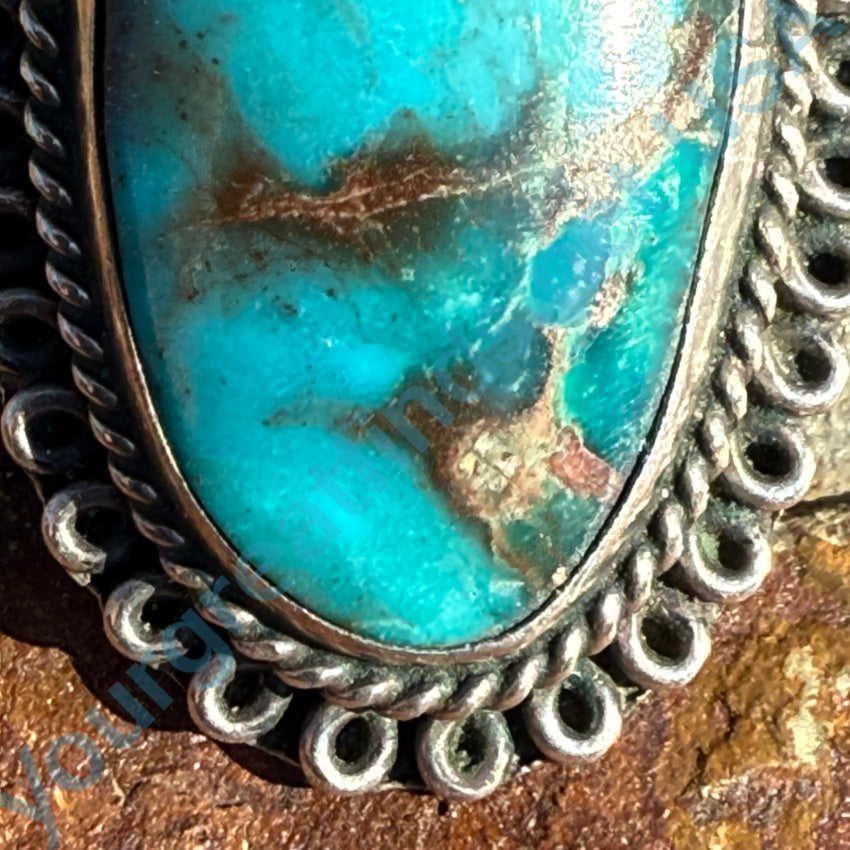 Vintage Navajo Sterling Silver Bisbee Mine Turquoise Ring 7 Ring