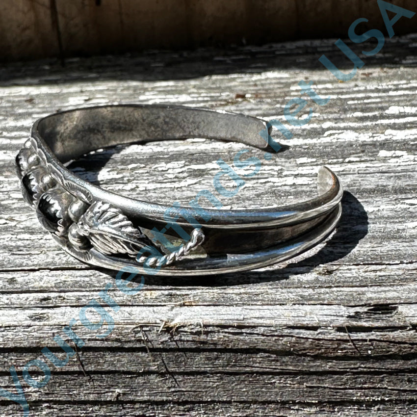 Vintage Navajo Sterling Silver Black Onyx Row Bracelet ...