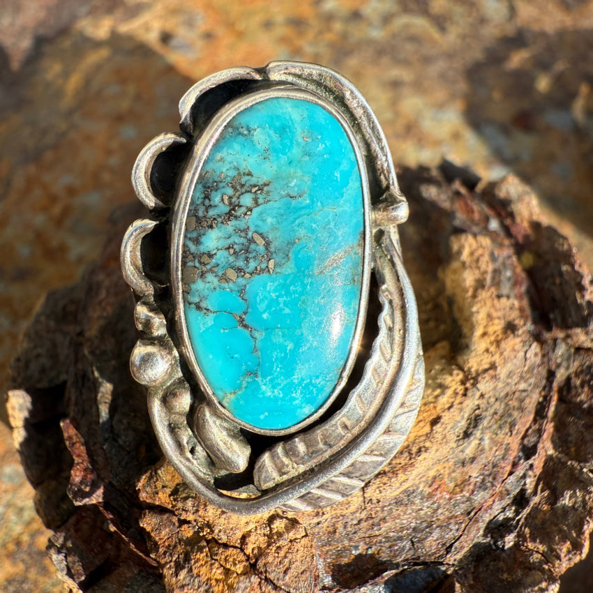 Vintage Navajo Sterling Silver & Blue Turquoise Ring Size 6 3/4 ring