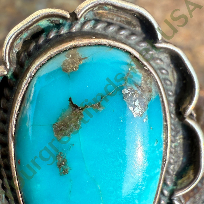 Vintage Navajo Sterling Silver & Blue Turquoise Ring Size 7 ring