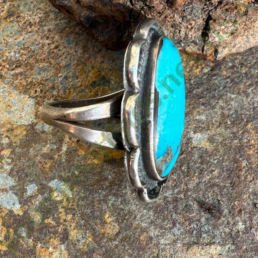 Vintage Navajo Sterling Silver & Blue Turquoise Ring Size 7 ring