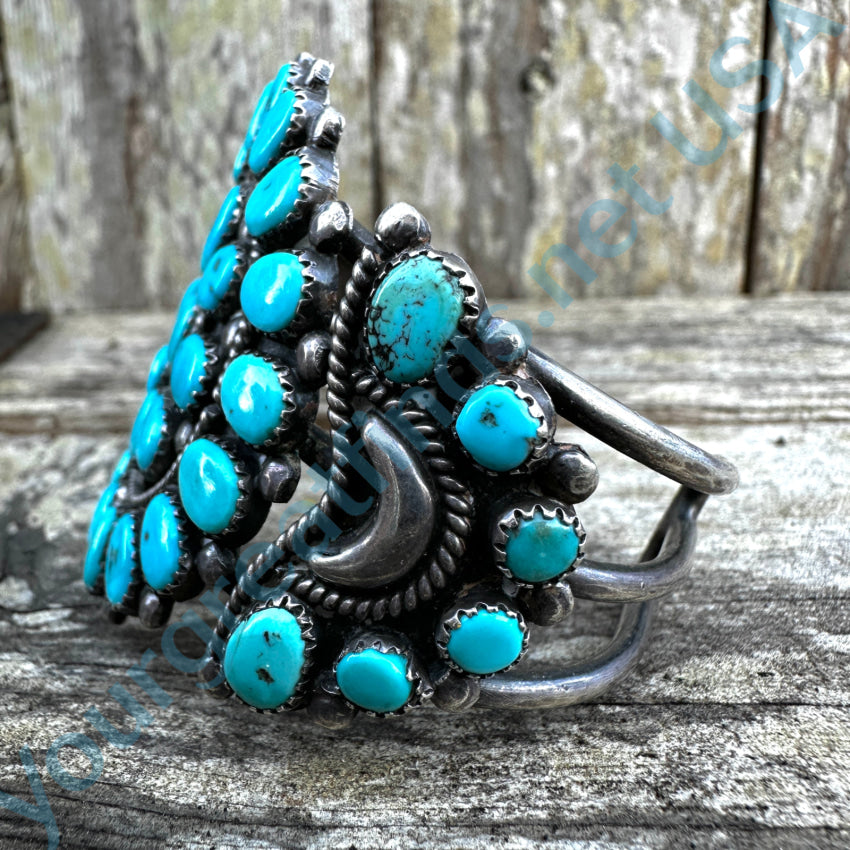 Vintage Navajo Sterling Silver Blue Turquoise Rosette Bracelet