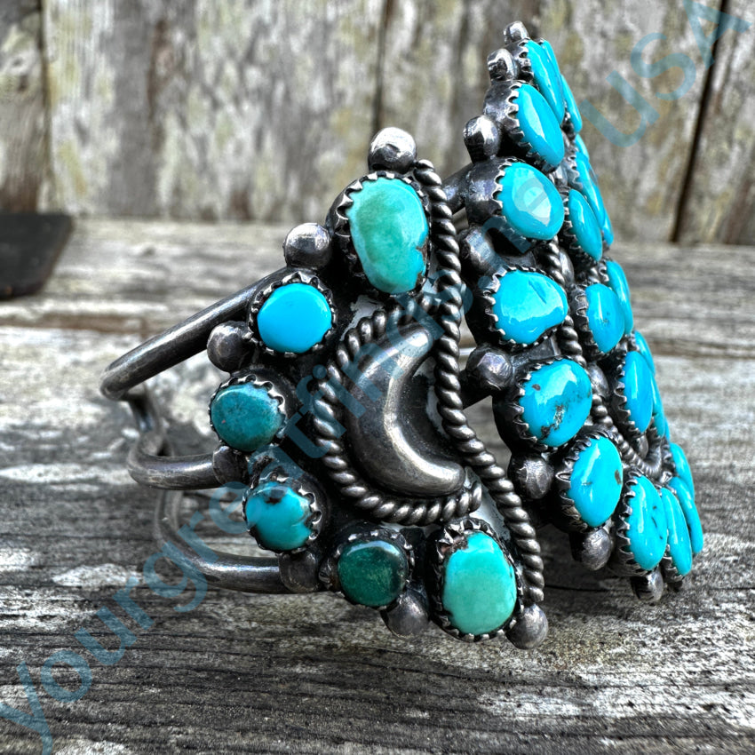 Vintage Navajo Sterling Silver Blue Turquoise Rosette Bracelet