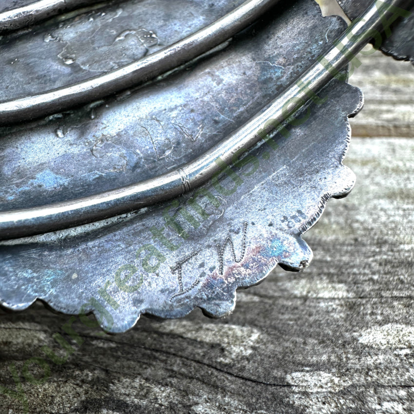 Vintage Navajo Sterling Silver Blue Turquoise Rosette Bracelet