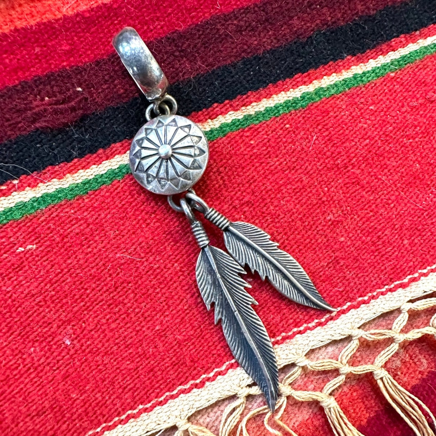 Vintage Navajo Sterling Silver Concho Feather Ear Cuff