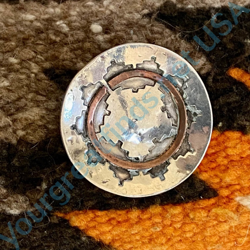 Vintage Navajo Sterling Silver Copper Charger Pin