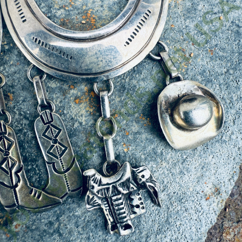 Vintage Navajo Sterling Silver Cowboy Hoop Pierced Post Earrings earrings