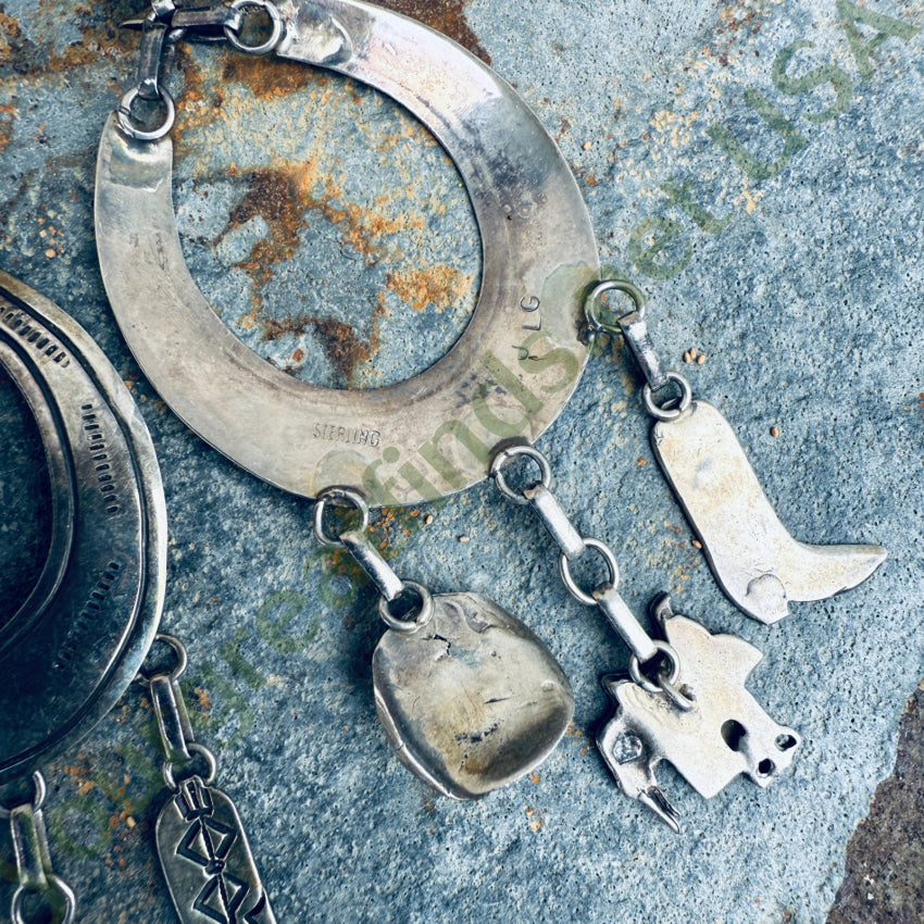 Vintage Navajo Sterling Silver Cowboy Hoop Pierced Post Earrings earrings
