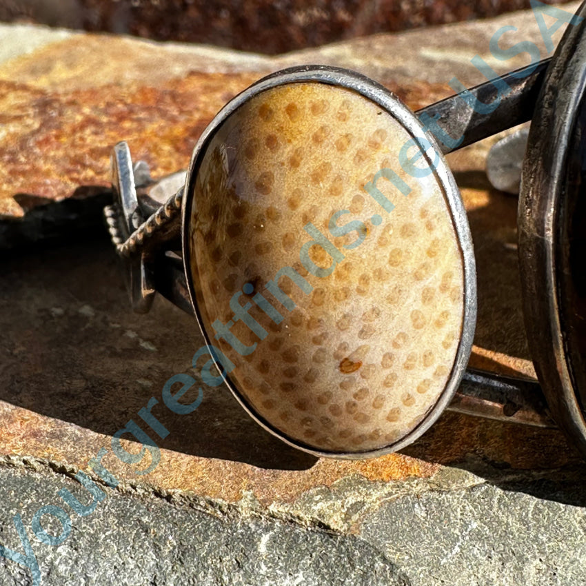 Vintage Navajo Sterling Silver & Exceptional Dinosaur Bone Bracelet Bracelet