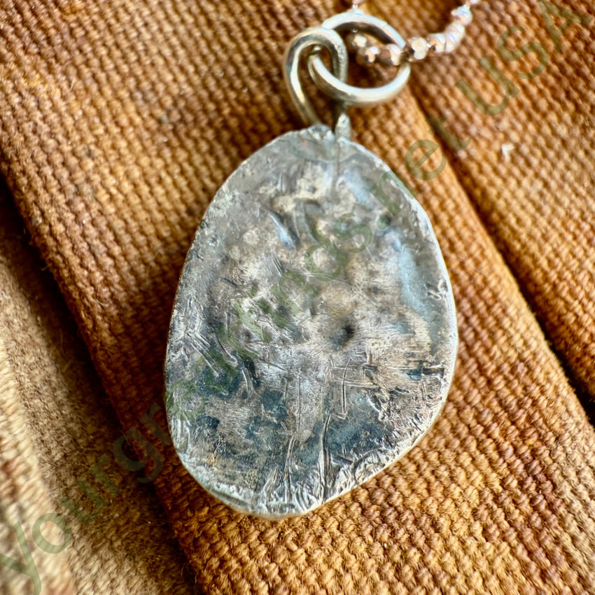 Vintage Navajo Sterling Silver & Fox Mine Turquoise Necklace necklace