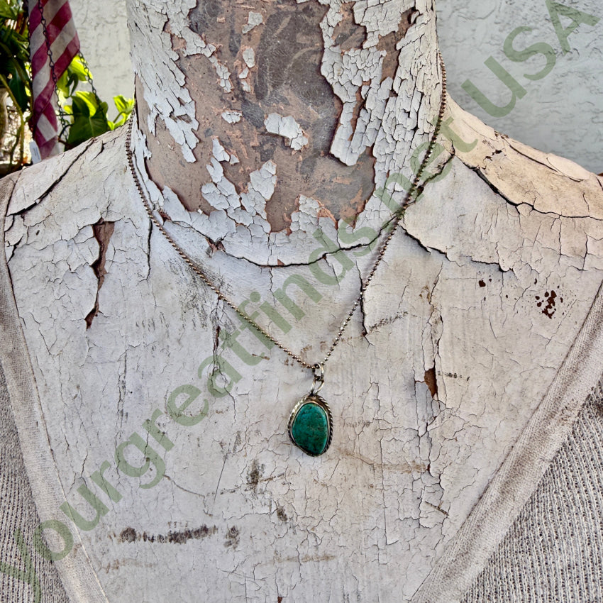 Vintage Navajo Sterling Silver & Fox Mine Turquoise Necklace necklace