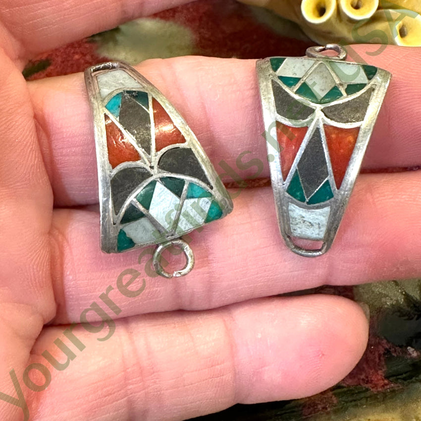 Vintage Navajo Sterling Silver Gemstone Inlay Watch Band Plate