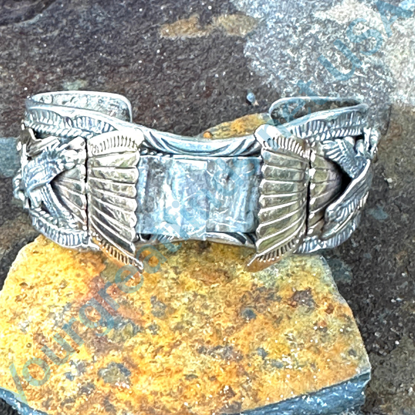 Vintage Navajo Sterling Silver & Gold Bracelet Watch Band Watch Band