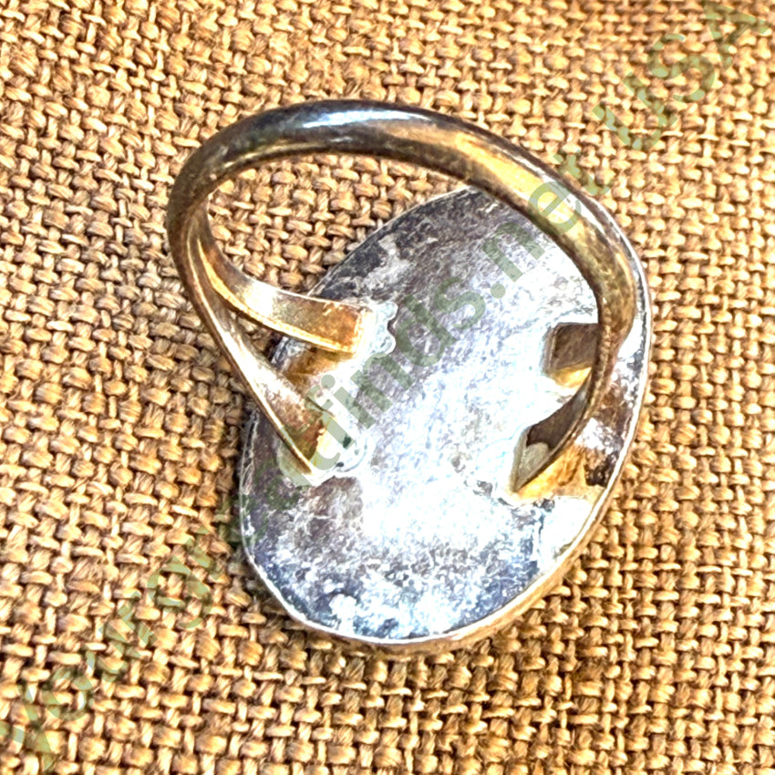 Vintage Navajo Sterling Silver Green & Brown Turquoise Ring 5 1/4 ring