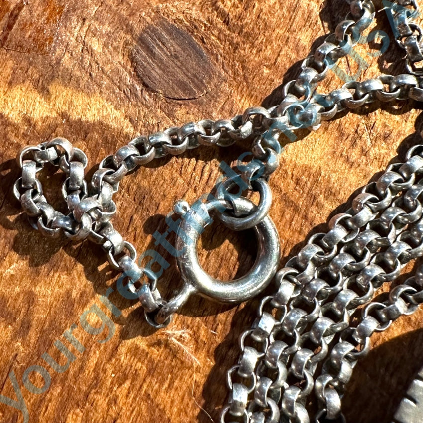 Vintage Navajo Sterling Silver Green & Rust Turquoise Necklace