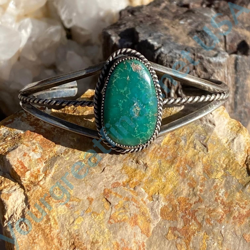 Vintage Navajo Sterling Silver Green Turquoise Bracelet