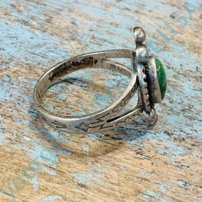 Vintage Navajo Sterling Silver Green Turquoise Ring Size 7