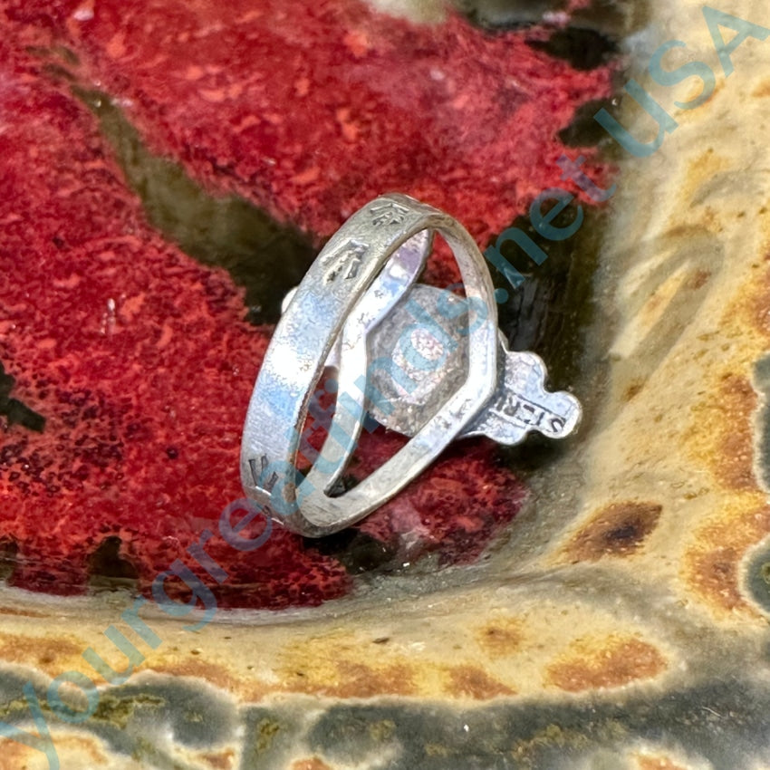 Vintage Navajo Sterling Silver Green Turquoise Ring Size