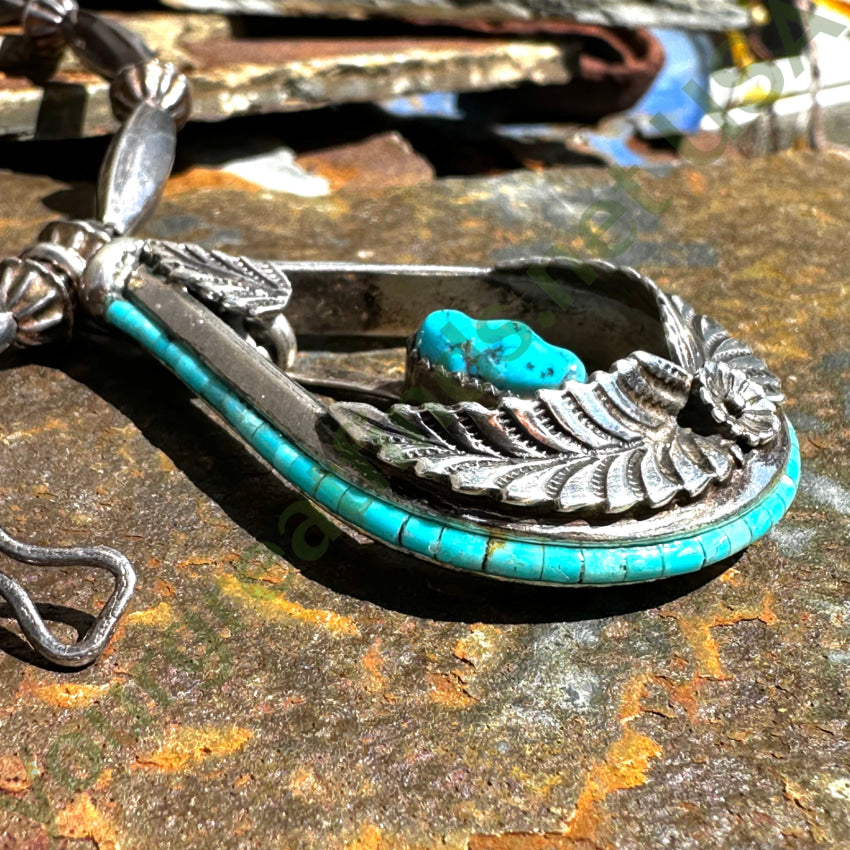 Vintage Navajo Sterling Silver & Heishi Turquoise Bench Bead Necklace