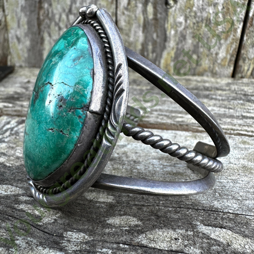 Vintage Navajo Sterling Silver & Huge Turquoise Cuff Bracelet Bracelet