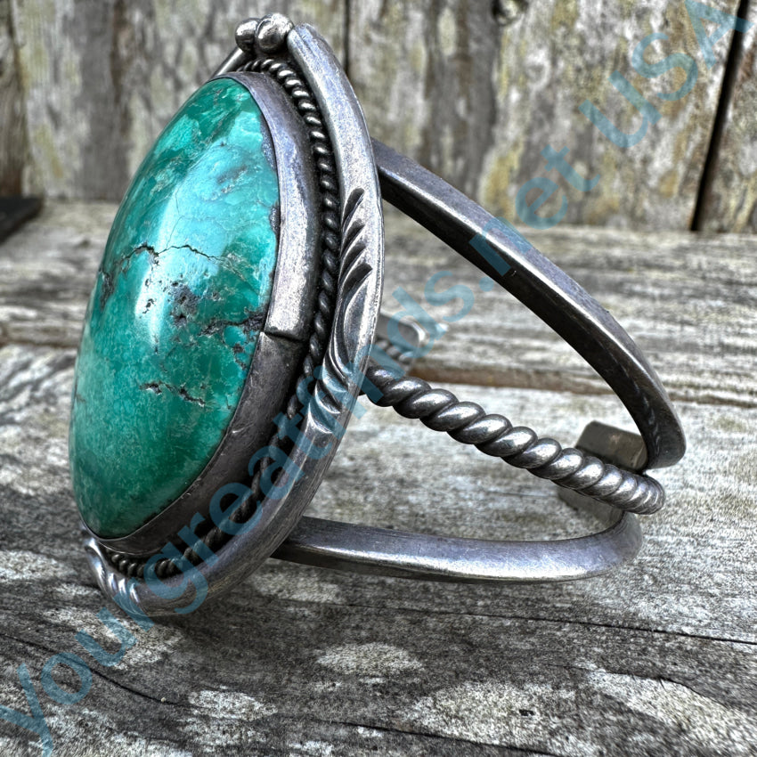 Vintage Navajo Sterling Silver & Huge Turquoise Cuff Bracelet Bracelet