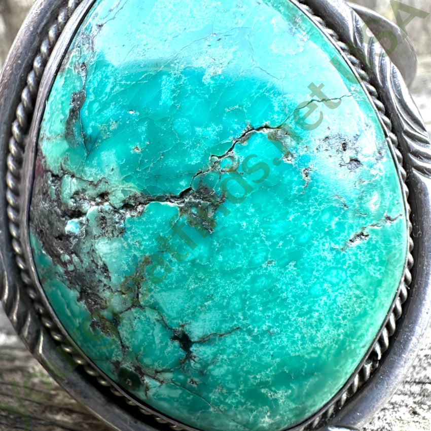 Vintage Navajo Sterling Silver & Huge Turquoise Cuff Bracelet
