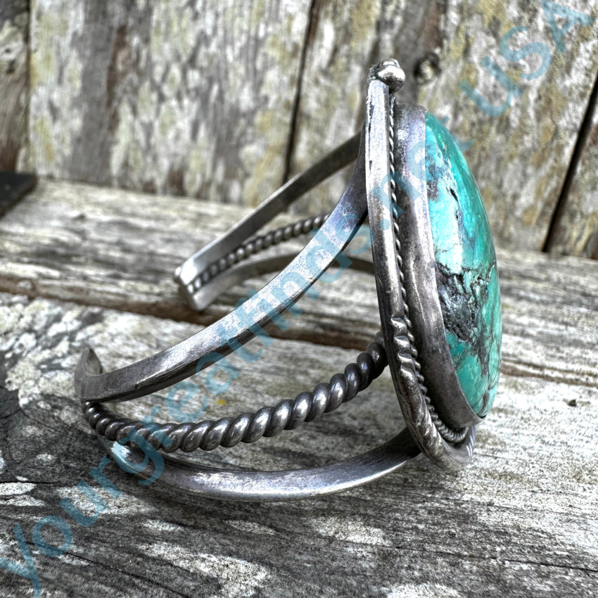 Vintage Navajo Sterling Silver & Huge Turquoise Cuff Bracelet Bracelet