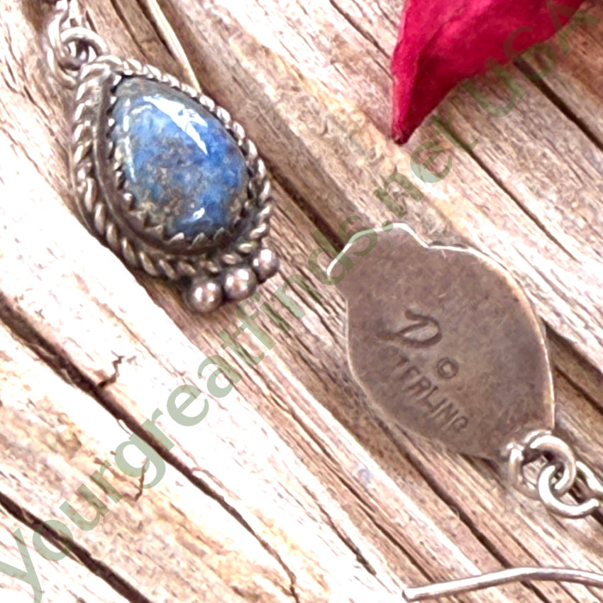 Vintage Navajo Sterling Silver & Lapis Lazuli Pierced Earrings earrings
