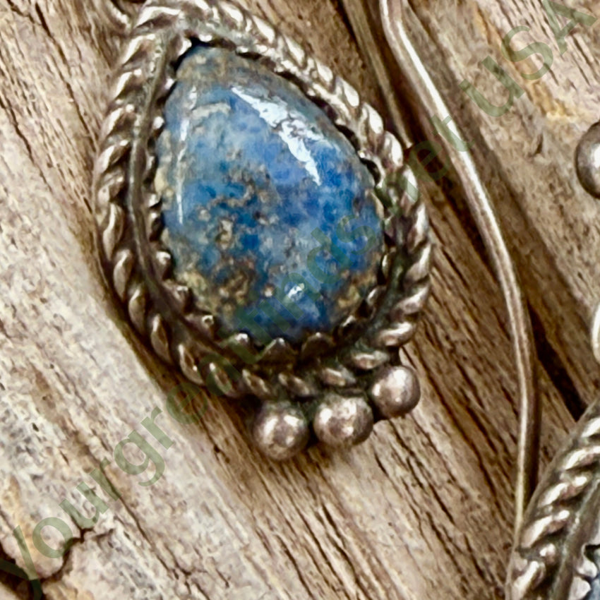 Vintage Navajo Sterling Silver & Lapis Lazuli Pierced Earrings earrings