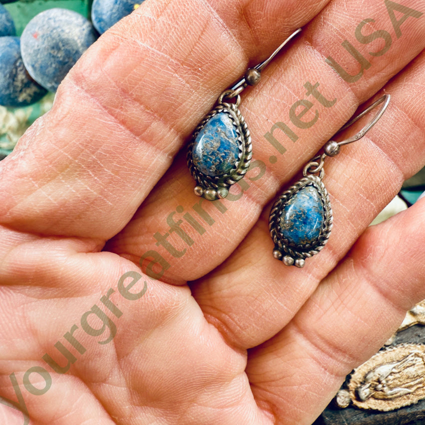 Vintage Navajo Sterling Silver & Lapis Lazuli Pierced Earrings earrings