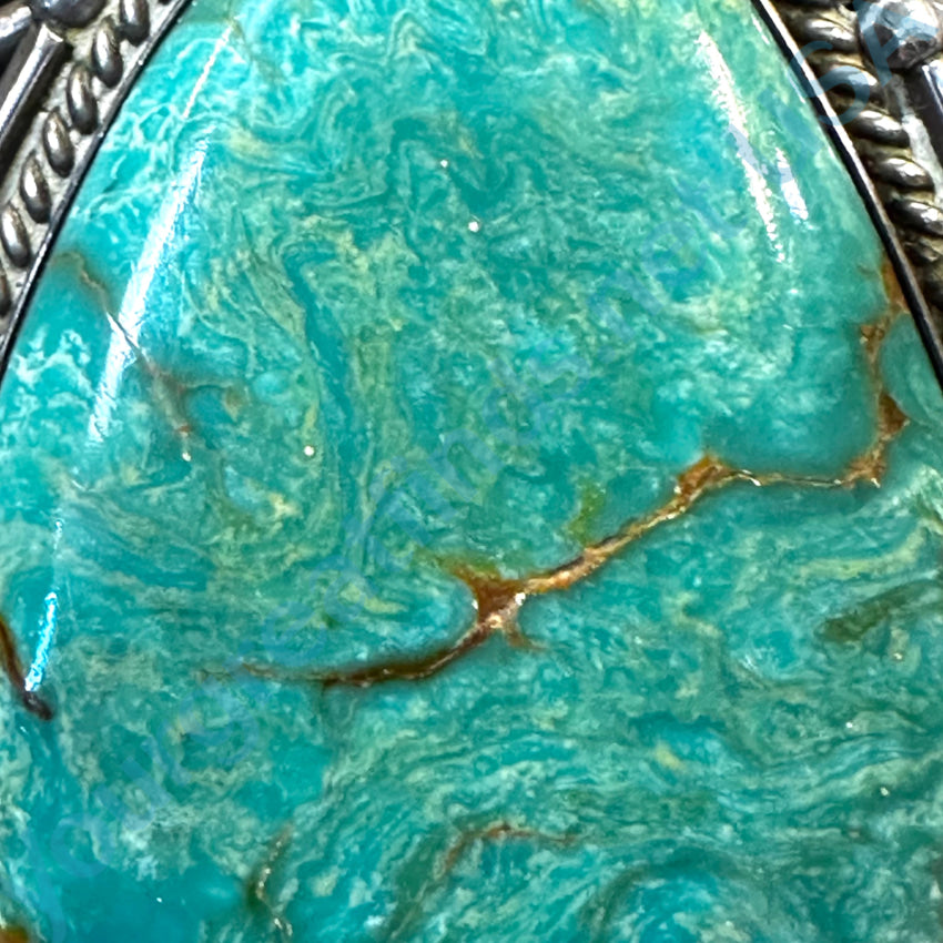 Vintage Navajo Sterling Silver Large Turquoise Bracelet