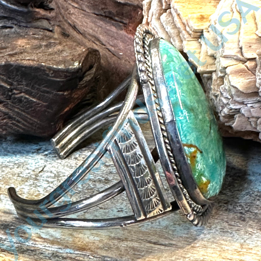Vintage Navajo Sterling Silver Large Turquoise Bracelet