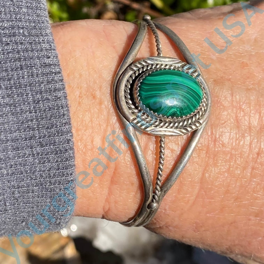 Vintage Navajo Sterling Silver Malachite Bracelet