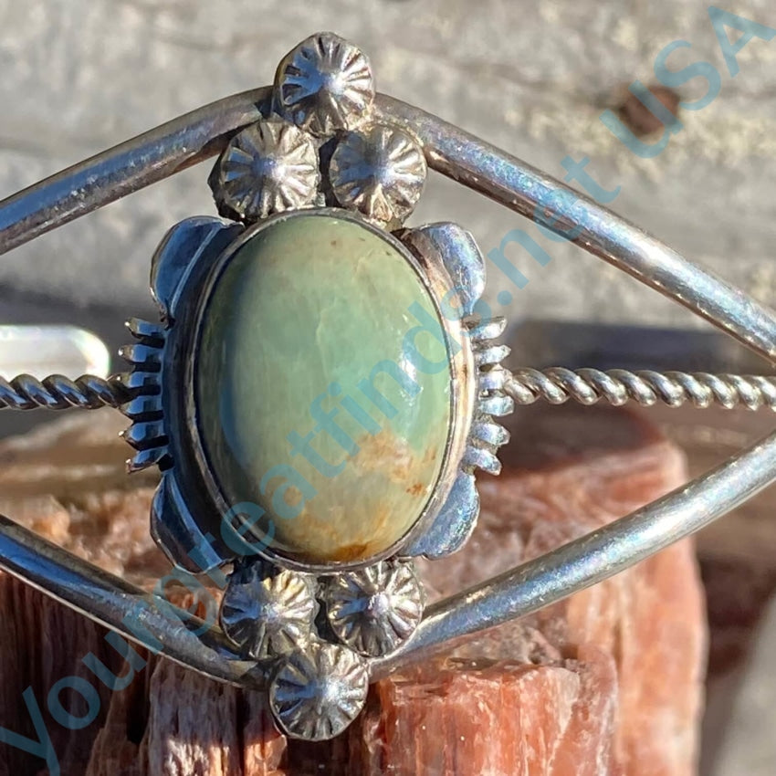 Vintage Navajo Sterling Silver Mint Green Turquoise Bracelet